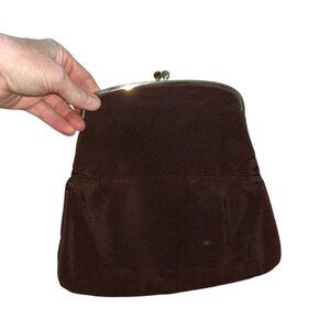 Brown satin Vintage Ingber hand back clutch purse